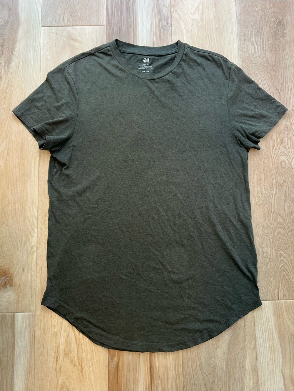 H&M Long Fit Men’s Crew Neck Short Sleeve Solid T-Shirt Green Size M